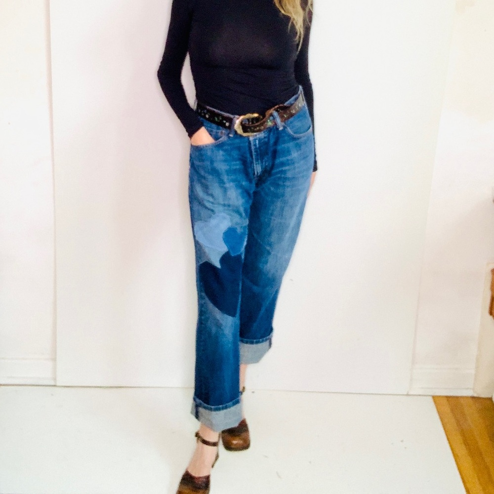 Vintage Levi’s Jeans 💙patched w/ sweet denim hearts. 1970’s circa 💙💙 So soft!